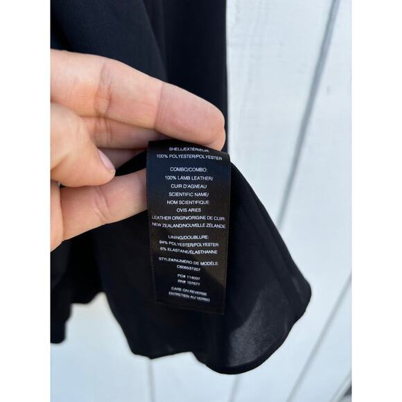 Alice + Olivia Black Fit N Flare Dress, T Back, Cut Out Front, Lambskin Detail‎ - Picture 6 of 7